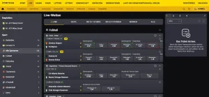 Live-Sportwettenbereich von Fortuna mit mehreren laufenden Begegnungen